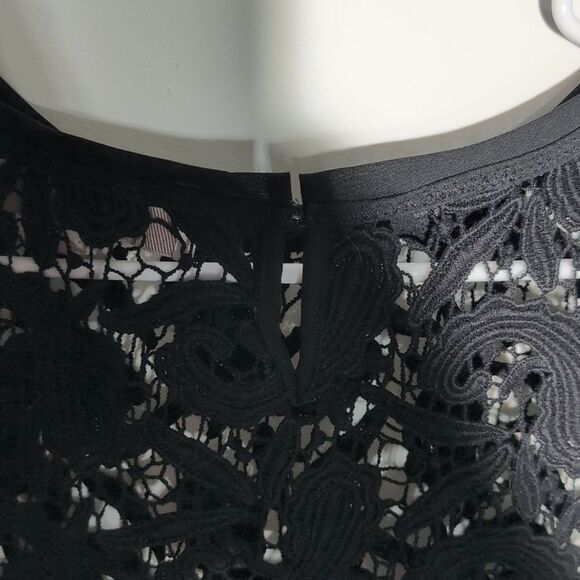 LOFT Black Lace Overlay Blouse - Picture 6 of 11